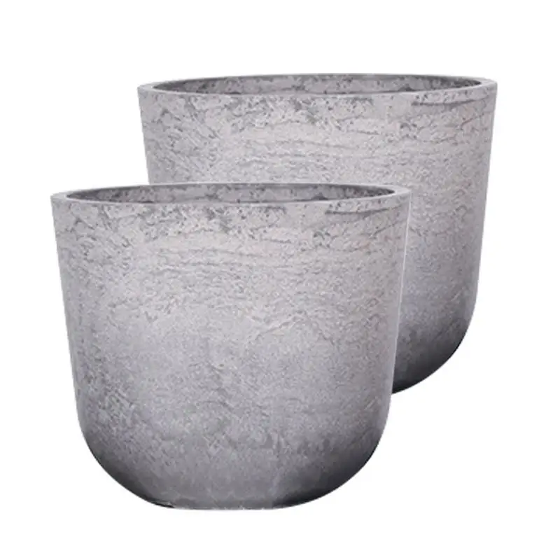 

Marble Texture Flower Pot 2pcs Modern Marble Texture Pot For Flower Plant Pre-Drilled Drainage Holes Design Potted Plant