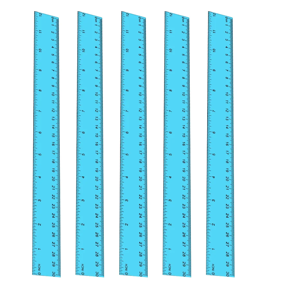 5 Pcs Ruler Rulers for School Straight Measuring Plastic Precision 30X2CM Students Stationery Measurement Drawing