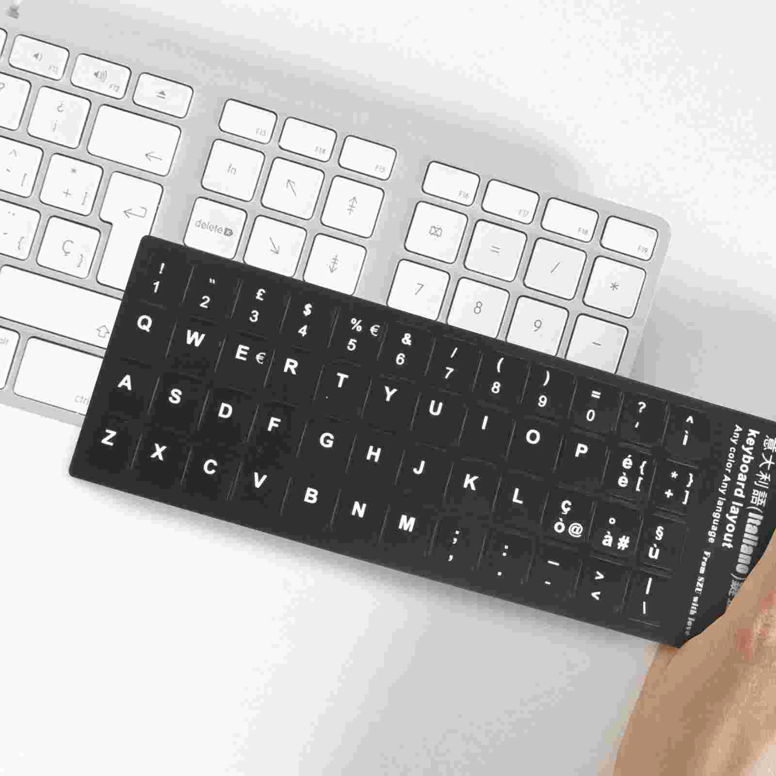 10 stks Italiaanse Taal Toetsenbord Stickers Mat Zwart Witte Letters Vervanging Skin Laptop Computer Accessoires Universal Fit