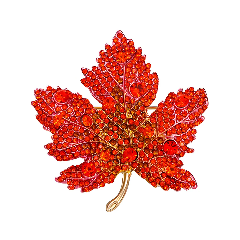 

Full Crystal Rhinestone Maple Leaf Brooch Pin for Women Stylish Colorful Plant Designer Brooches Party Prom Wedding Jewelry Gift