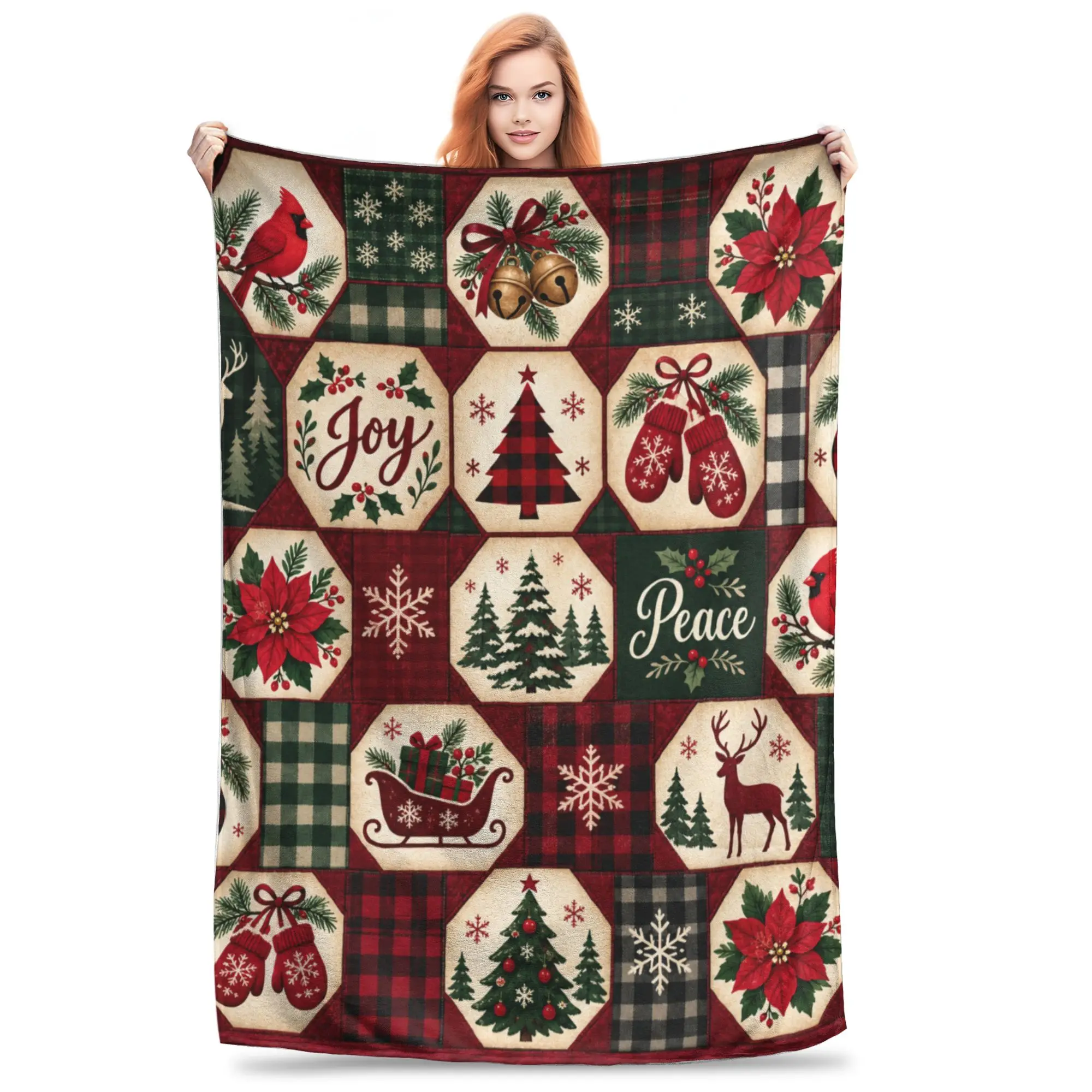 1PC Christmas Quilt Close-Up  Blanket Throw Super Cosy Plush Living Room Sofa