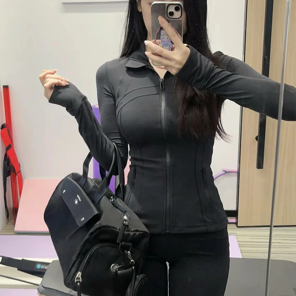 

Новая куртка для йоги, женская куртка с воротником-стойкой, облегающий спортивный топ для похудения, куртка для бега и фитнеса на открытом воздухе, весна и осень