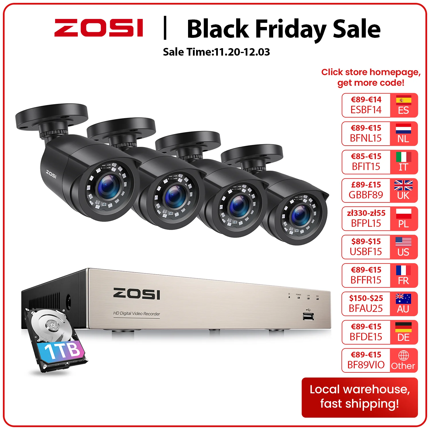 ZOSI 8CH 1080P sistema CCTV al aire libre 5MP Lite Video DVR con 2/4/6/8 Uds 2MP cámara de seguridad con cable sistema de videovigilancia día/noche