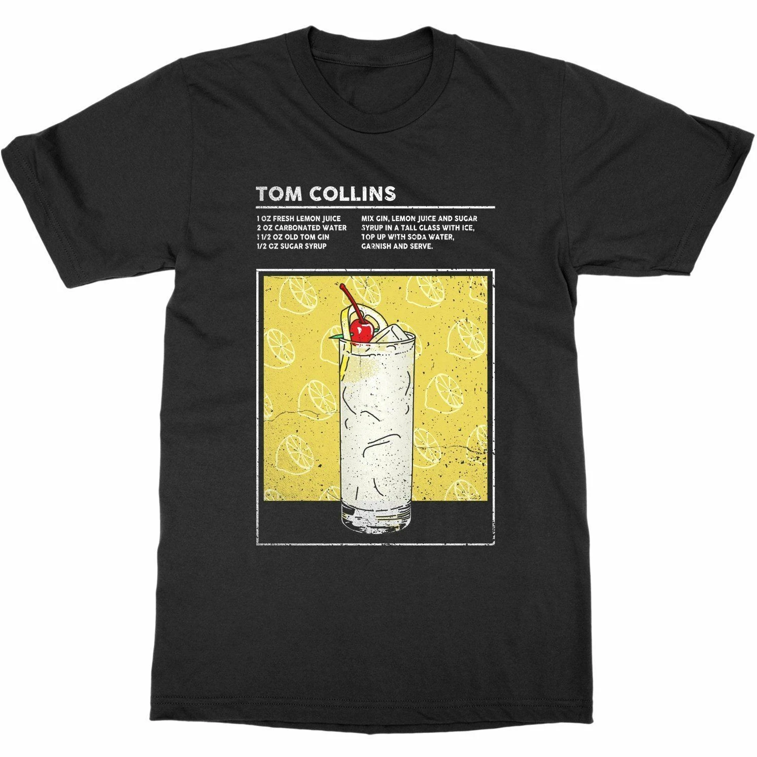 

Mixed Drink Cocktail Tom Collins Alcohol Bartender T-Shirt 100% Cotton O-Neck Short Sleeve Summer Casual Mens T-shirt Size S-3XL