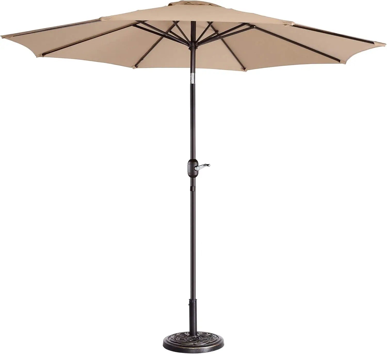 

9FT Easy Crank Outdoor Umbrella with Auto Tilt and Vented Canopy for Deck, Table, Backyard, or Pool