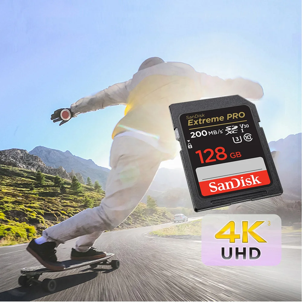 Tarjeta SD SanDisk Extreme PRO 32G 64G 128G 256G SDHC SDXC UHS-I C10 100M/s-200MB/s U3 tarjeta de memoria compatible con V30 4K para cámara/DV/SLR