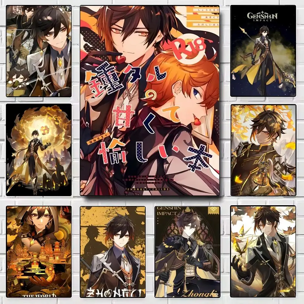 Game Character Zhongli-S Poster Modern Wall Art for Bedroom Living Room Cafe Bar Aesthetic Home Decor Gift