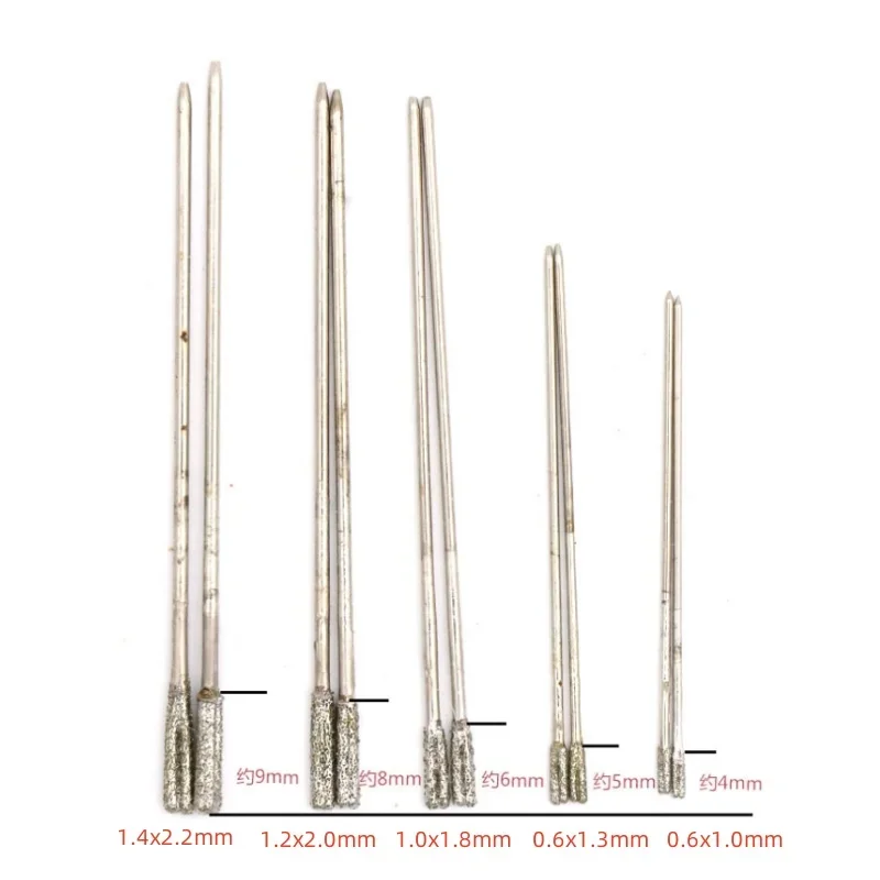 Diamond Drill Bit 0.6/0.8/1/1.2/1.4mm Shank Drilling Needle for Jade Agate Stone Jewelry Glass Drilling Ceramics Glass Hole Saw