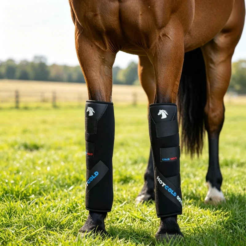 Horse Ice Boots Cooling Leg Wraps Adjustable Strap Protective Boots for Equine Training Recovery Outdoor Daily Use 말 아이스 부츠.