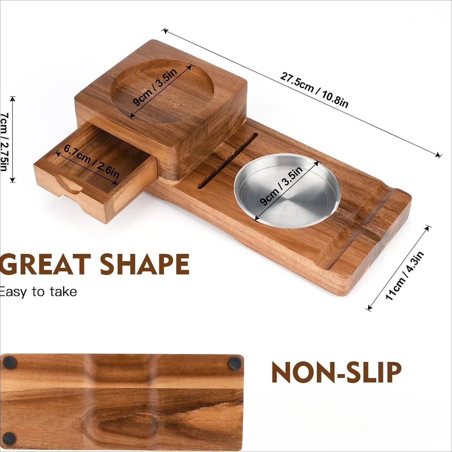 Premium Solid Wood Cigar Ashtray Set with Storage Drawer, Whiskey Coaster, Tray – Complete Cigar Accessories for Enthusiasts