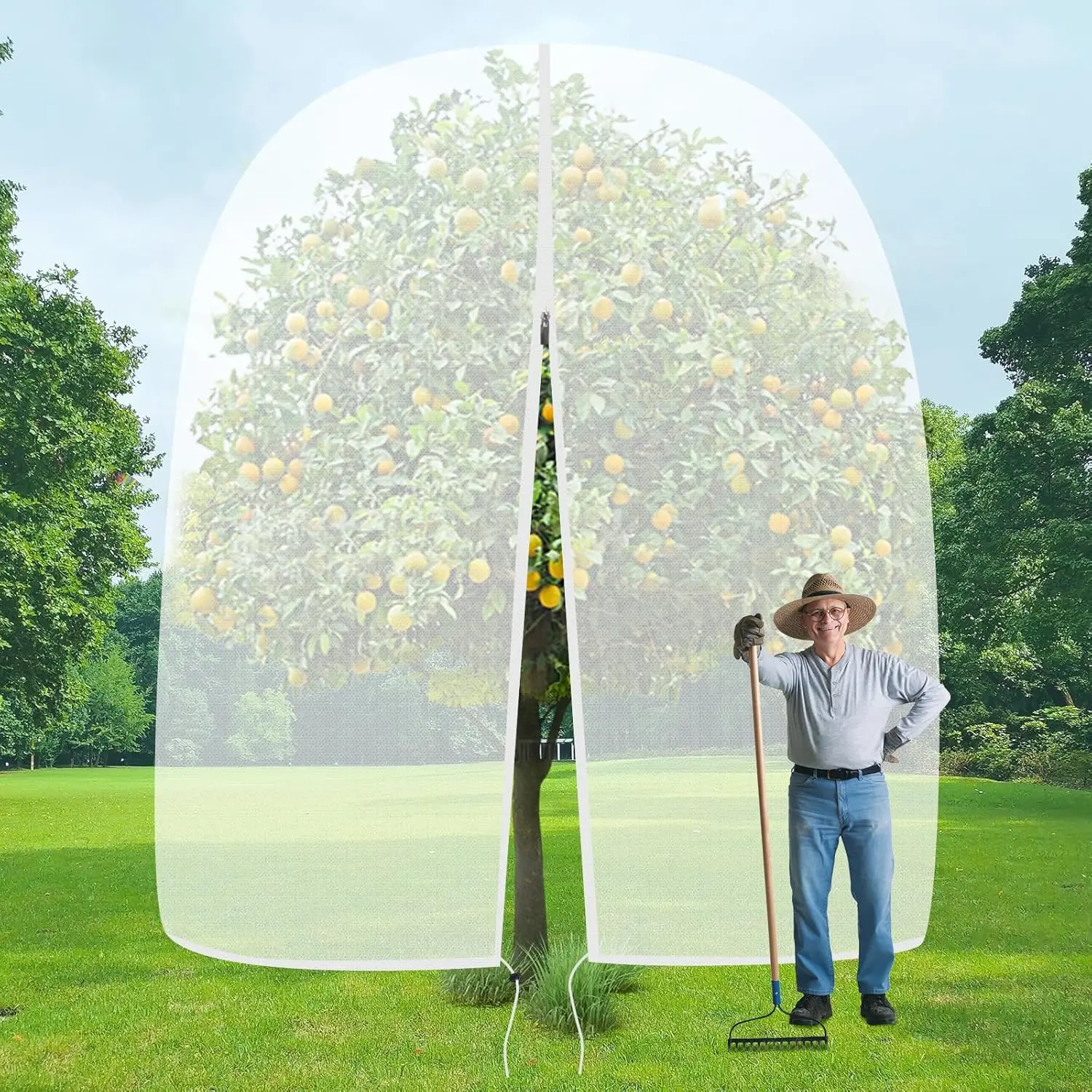 Bolsas de malla para árboles frutales, cubierta de malla para árboles con cremallera y cordón, malla protectora para plantas, arándanos y aves