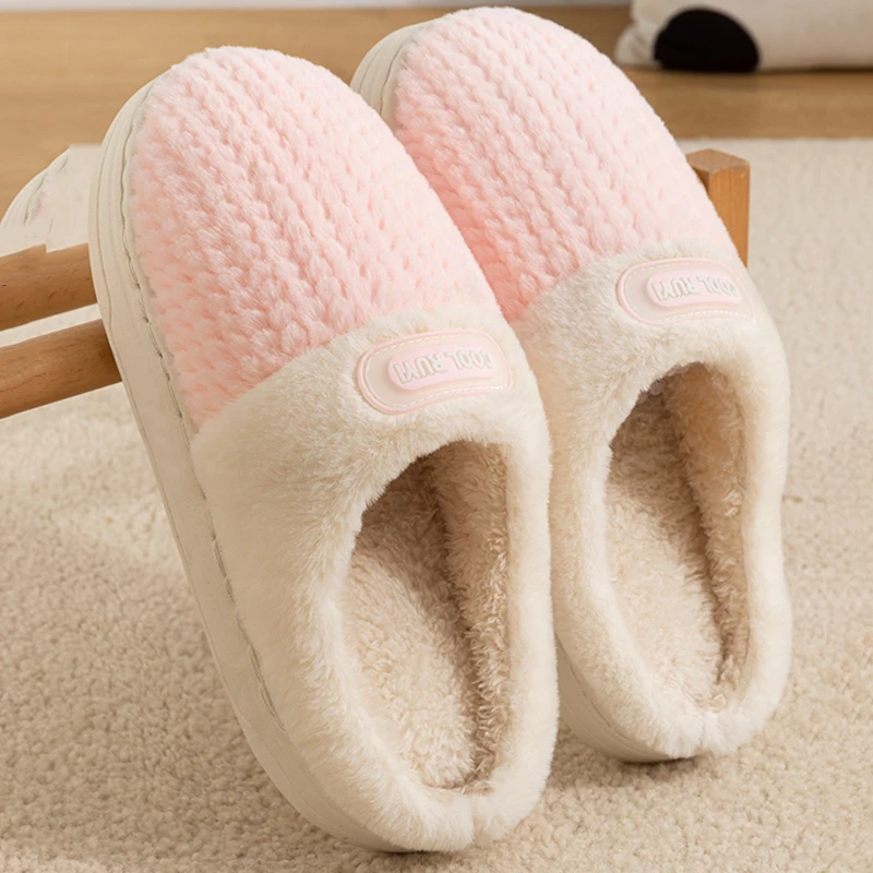 Winter Home Cotton Slippers for Women 2025 Indoor Soft Sole Platform Slides Woman Comfortable Non Slip Warm Couple Cotton Shoes