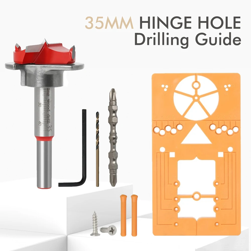 Multifunction Hinge Open Hole Positioner Set Twist Drill Screw Driver Bit Woodworking Door Cabinet Hole Opener Accessories Tool