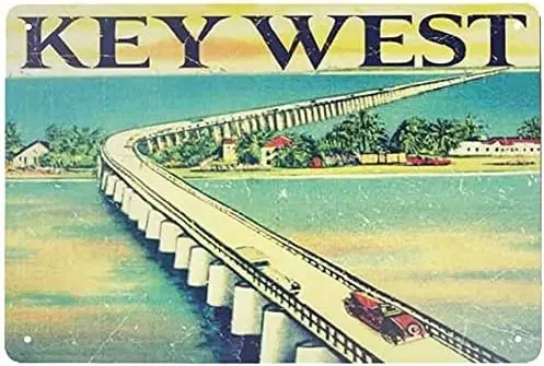 Vintage Metal Sign Key West Florida Tin Sign Wall Poster Decor Funny Retro Bar Coffee Pub Gift Wall Decor Sign 6x8 Inch