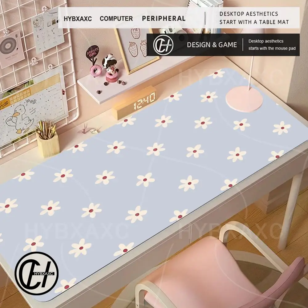 Coquette Dainty Daisy Schreibtischunterlage Niedliches Vintage-Blumenmuster Mauspad XL Ästhetisches Bürozubehör Erweiterte Gaming-Tastaturmatten