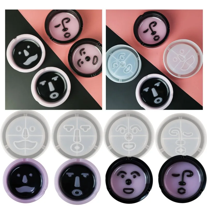 Ashtray Silicone Mold Personalized Human Face Circular Ashtray UV Crystal  Epoxy Resin Molds DIY Crafts Ashtray Home Decoration