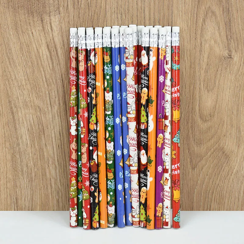 

12pcs Cartoon HB Writing Pencil With Eraser Football Baseball Rugby Christmas Halloween Children Birthday Party Gifts Stationery
