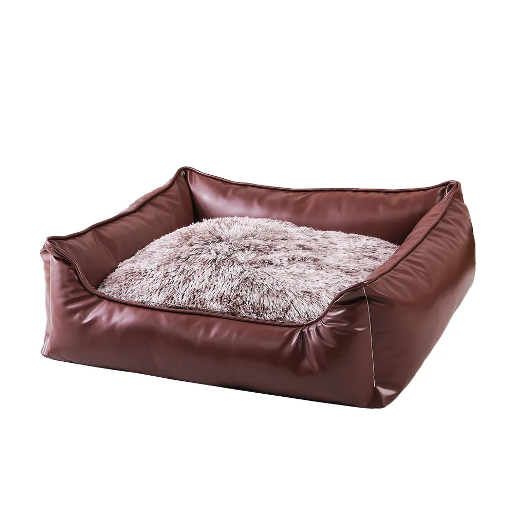 Cama para perros cuadrada de piel sintética cálida con felpa - imagen 3