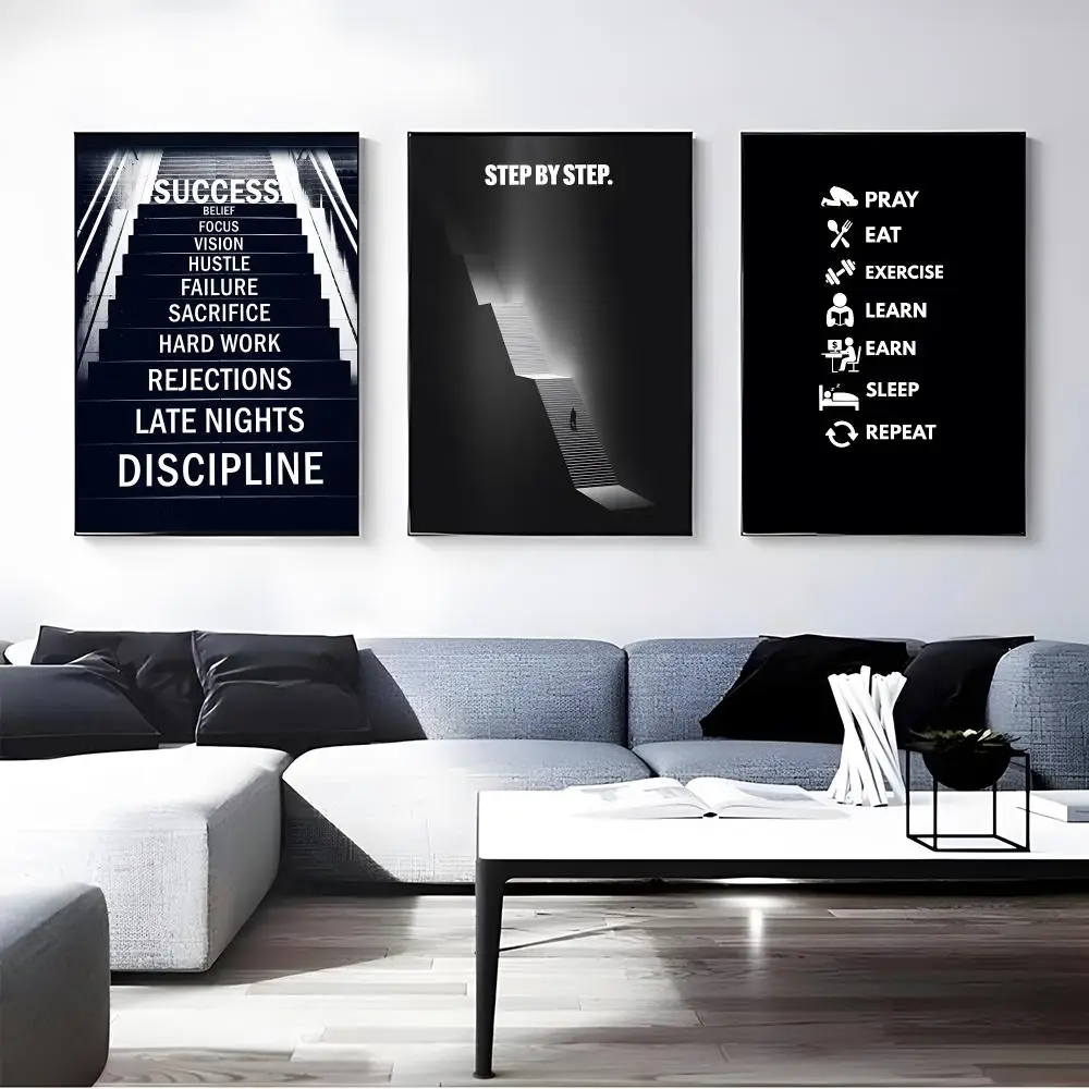 Pattern Discipline Motivational Terms Poster Self-adhesive Art Waterproof Paper Sticker Coffee House Bar Room Wall Decor