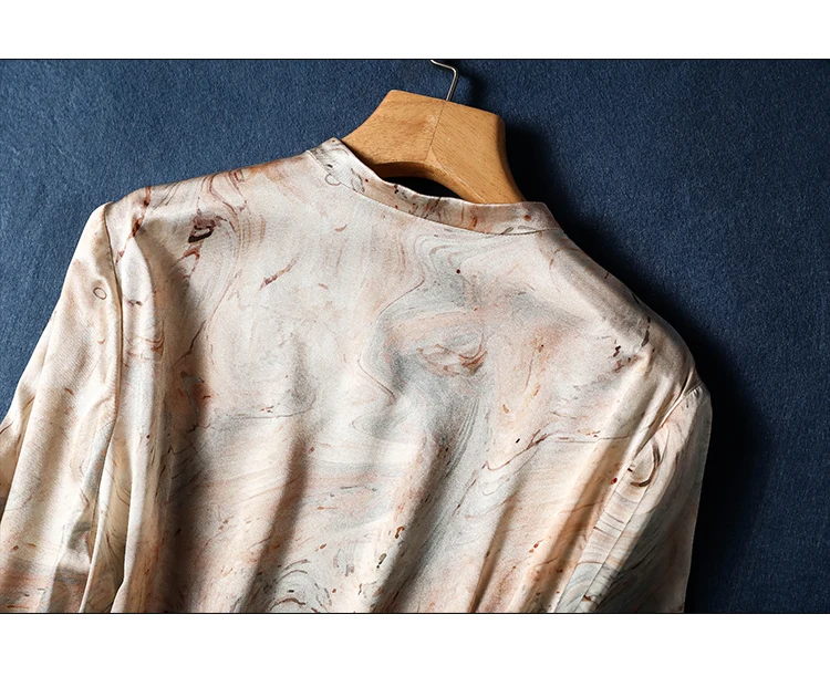 Vestidos estampados de seda para mujer, novedad de 2023, vestido holgado de satén de manga corta de verano estilo imperio chino, ropa con cuello