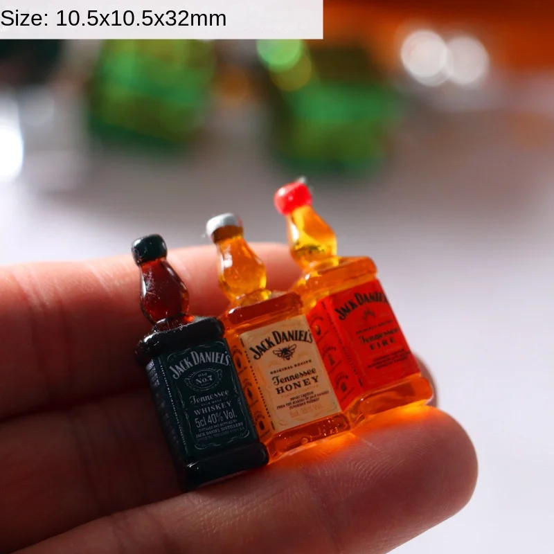 3pcs Mini Whiskey Bottle Wine Drink Dollhouse Bottle Beer Miniature 1/12 1/6 Simulation Scale Toy Model Decoration Home Decor