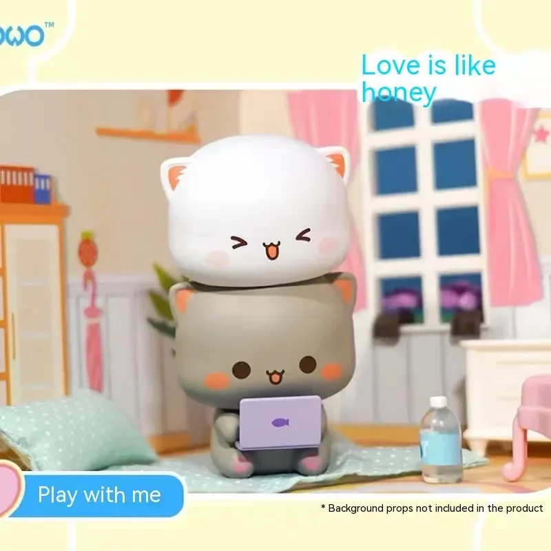 Mitao Cat 4 Seasons Love Is Like A Peach Series Toys Cute Cat Cartoon Model Collection Decoration Desk Ornament Birthday Gift