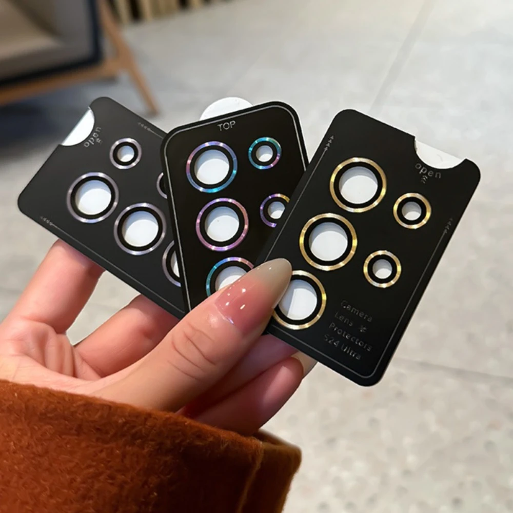 CD Pattern Glass Metal Ring Protector Camara For Samsung Galaxy S26 S25 FE Edge S24 Plus S23 Ultra Camera Protection Lens Cover