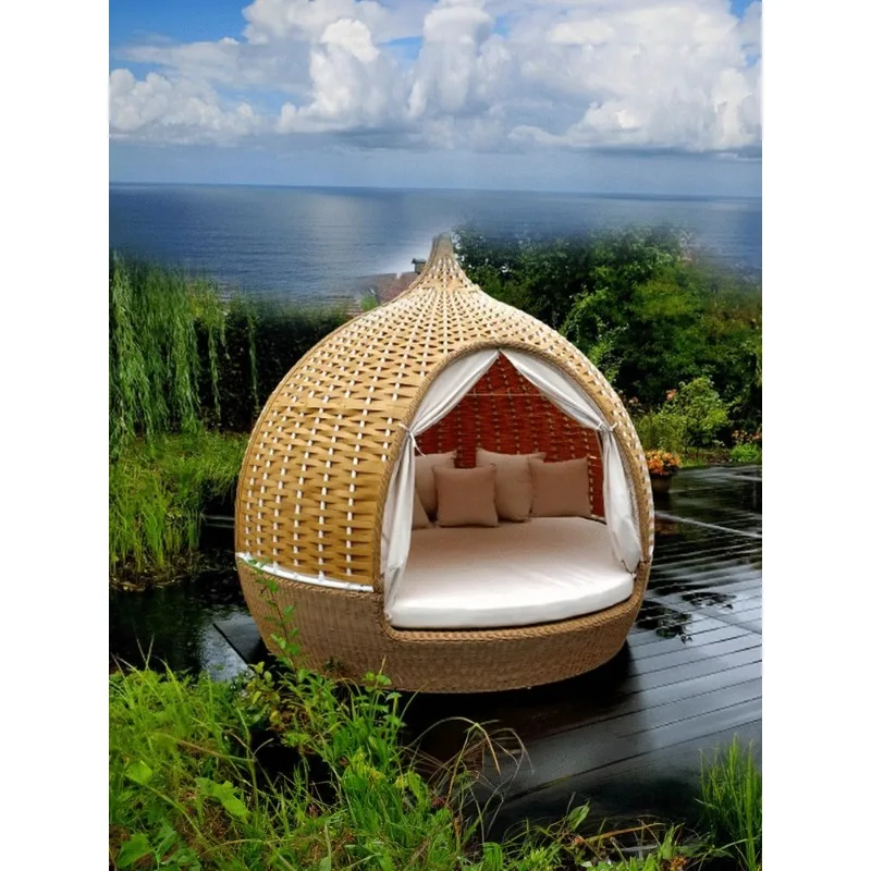 

Outdoor bed birdcage bed lounge chair rattan beach courtyarscenic spot Nest sofaswimming pool outdoor round