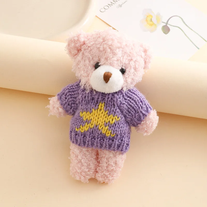 Cute Jumper Bear Plush Pendant Keychain Creative Cartoon Plush Stuffed Bear Keychain Bag Decorative Car Keychain Xmas Party Gift