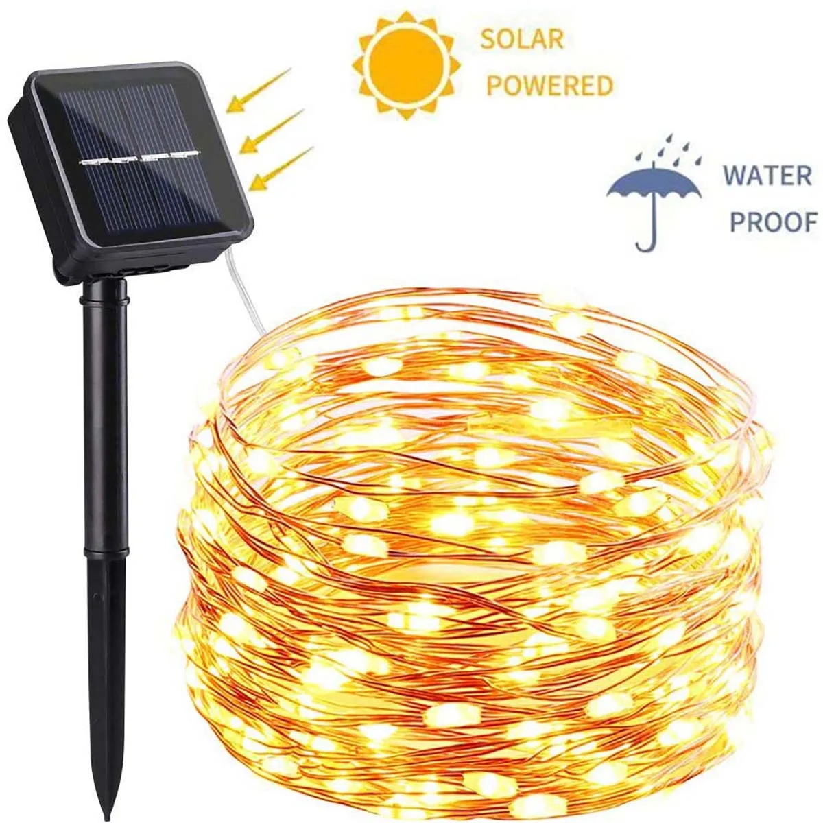 2024 LED solar copper wire lamp outdoor waterproof starry sky full automatic solar rainbow color changing lamp