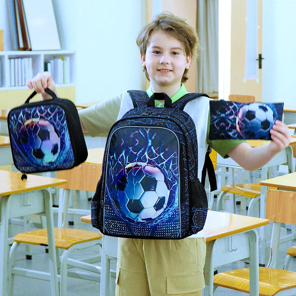 3Pcs Soccer Backpack for Boys, 16