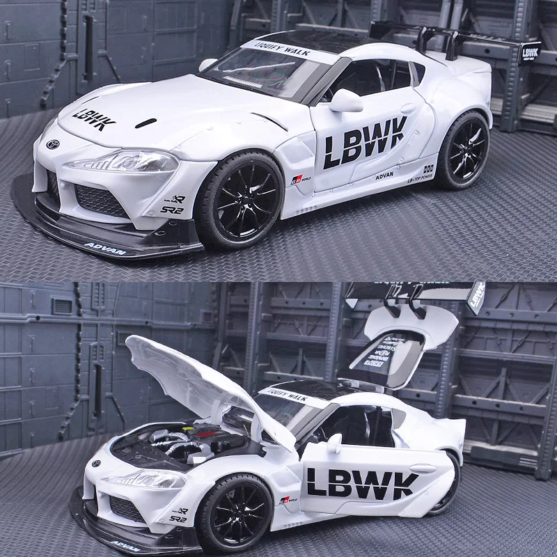 

1:22 Toyota Supra, модель гоночного автомобиля из сплава, литая под давлением игрушка, металлические транспортные средства, модель игрушечного автомобиля, высокая имитация звука, свет, детская игрушка