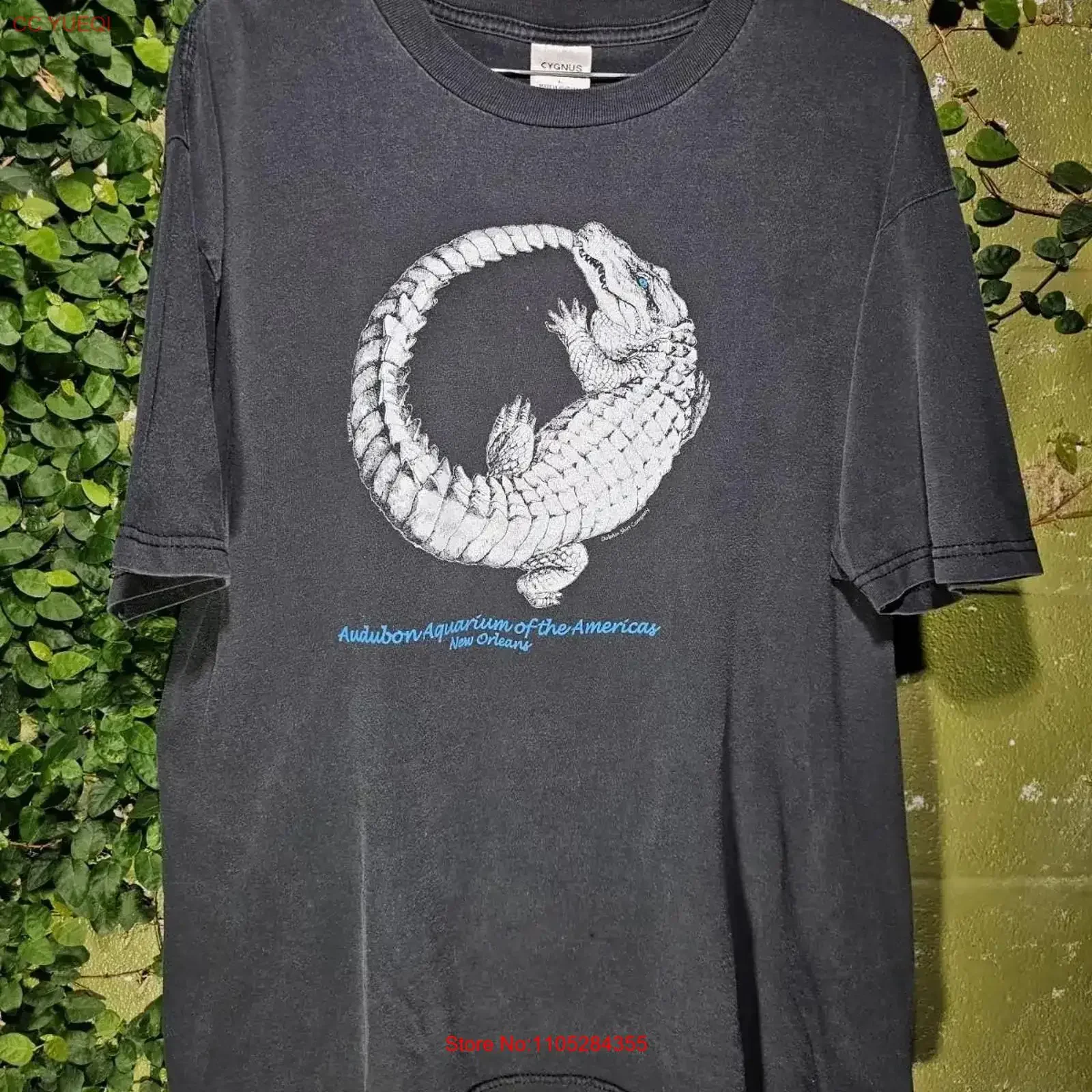 Vintage Y2K Alligator Ouroboros Art Audubon Zoo New Orleans T shirt Sz L Washed Versatile Slightly streetwear fashion vintage