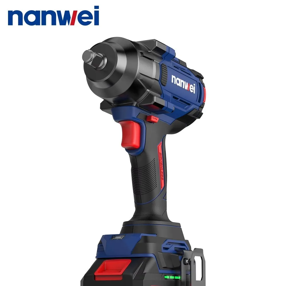 800N Cordless Impact Wrench 20V Brushless Electric Drill with LED Light for Auto Repair Industrial Use
