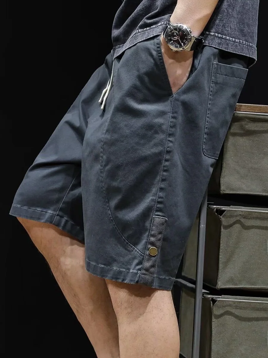 

Мужские летние повседневные брюки свободного кроя из тонкого хлопка, прямые, прочные, в стиле рабочей одежды, молодежный модный бренд