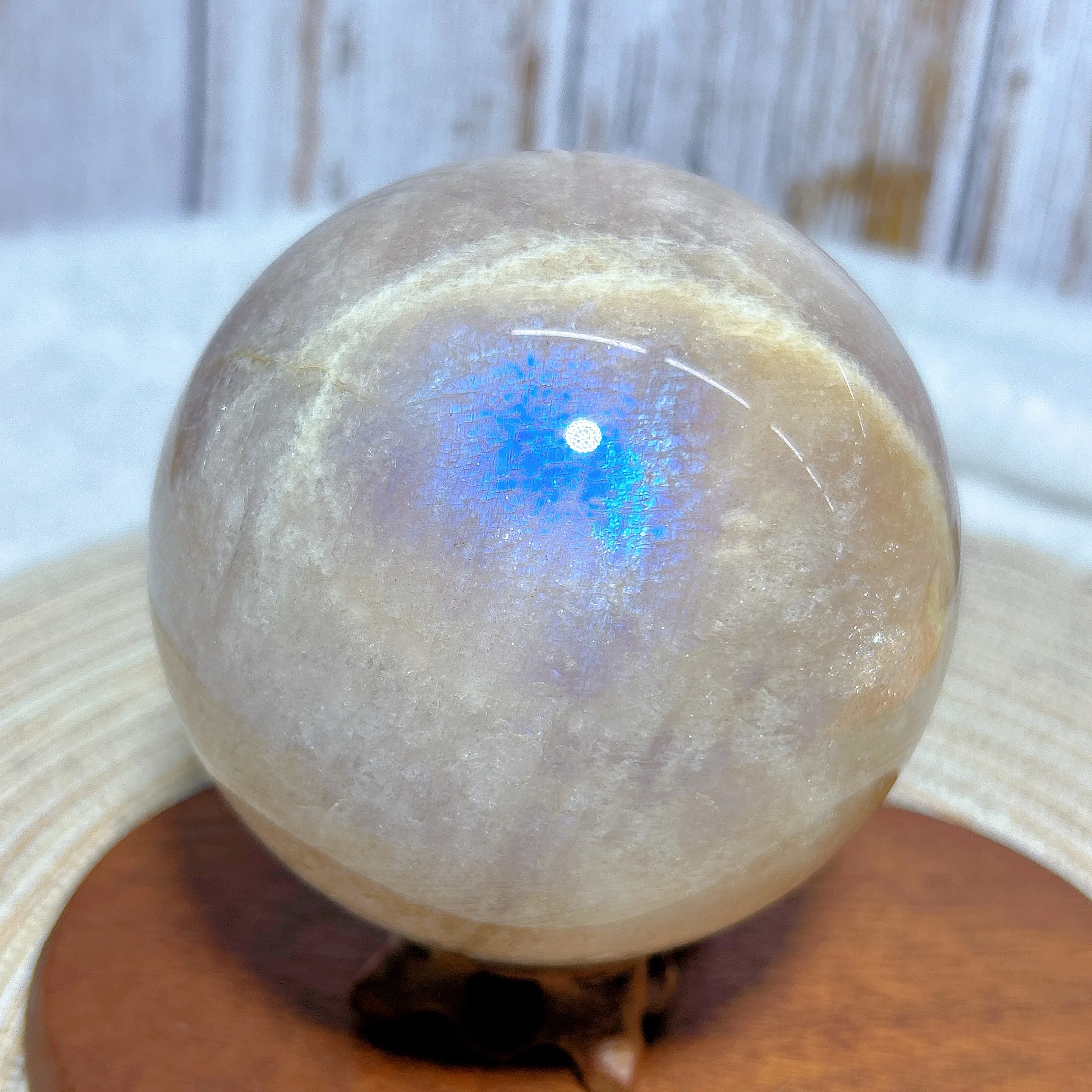 Natural Crystal Moonstone With Sunstone Large Sphere Ball Flashy Gemstones Healing Polished Mineral Energy Home Decorations Gift