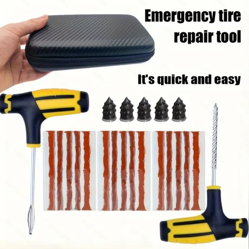 

23pcs/42pcs Car Tire Repair Kit, Puncture Plug Tools Tyre Puncture Emergency For Tire Strips Stirring Glue Repair Tool Kit