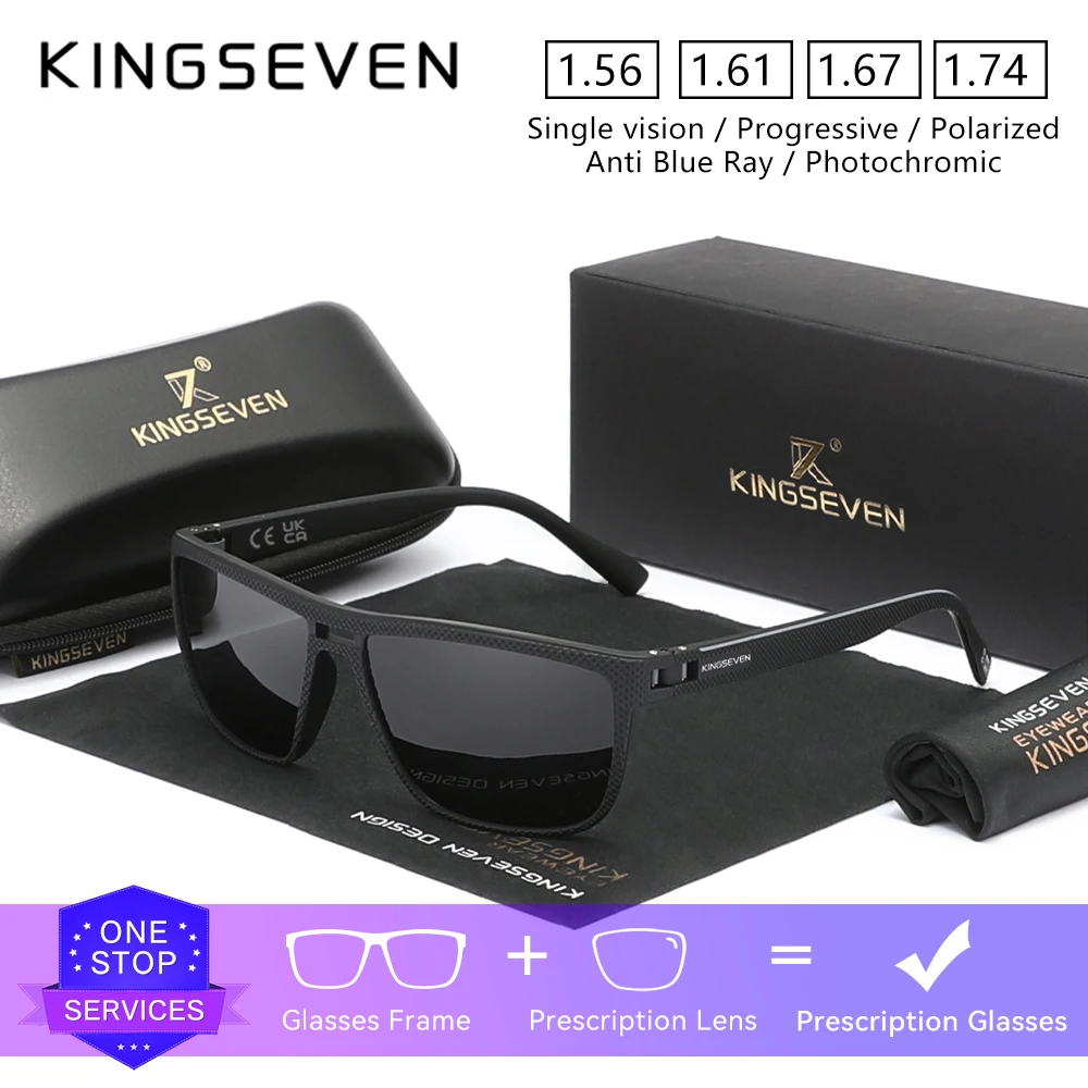

KINGSEVEN Male Prescription Sunglasses Myopia Hyperopia Progressive Women Eyewear Square Frame Optical Lens Trendy Glasses