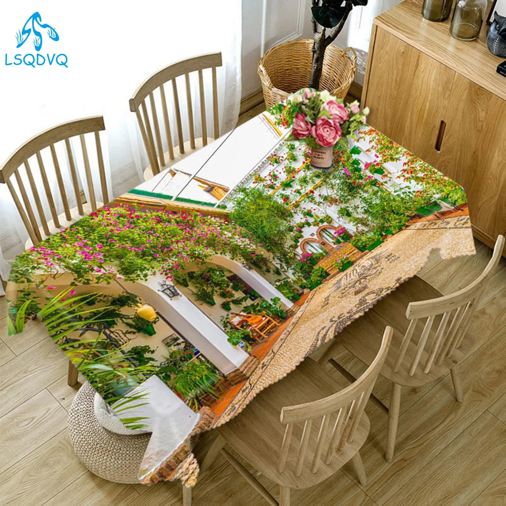 Tropical Green Plant Palm Leaf Monstera Cactus Tablecloth for Table Waterproof Table Tablecloth Outdoor Picnic BBQ Decoration