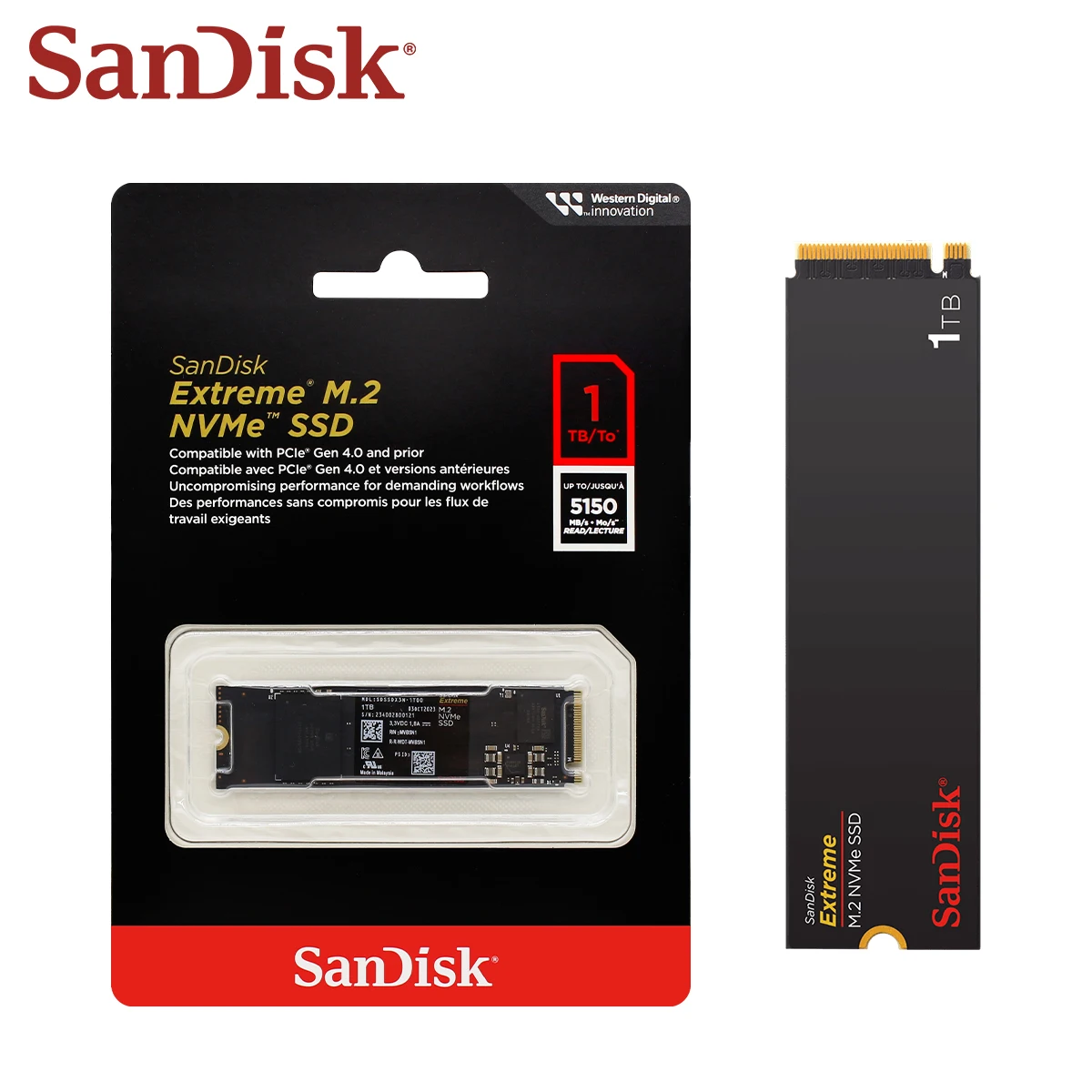 SanDisk Extreme M.2 2280 NVMe PCIe Gen 4.0 SSD سرعة قراءة تصل إلى 5150 ميجابايت/ثانية 2 تيرا بايت 1 تيرا بايت 500 جيجابايت محرك أقراص الحالة الصلبة الداخلي لأجهزة الكمبيوتر المحمولة #2