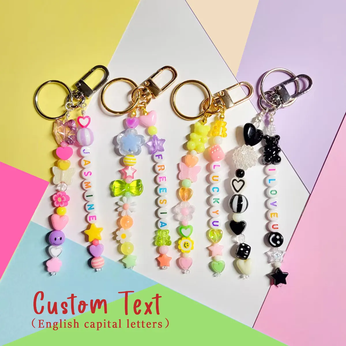1 pièce de porte-clés perlé personnalisé, porte-clés personnalisé coloré et à la mode, cadeau d'amitié, cadeau de Noël
