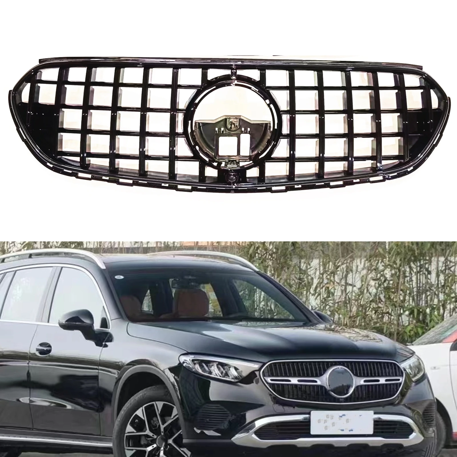 

Front Grille Grill For Mercedes-Benz X254 C254 GLC Class GLC200 GLC220 GLC260 GLC300 2023+ GT Black Upper Bumper Hood Mesh Grid