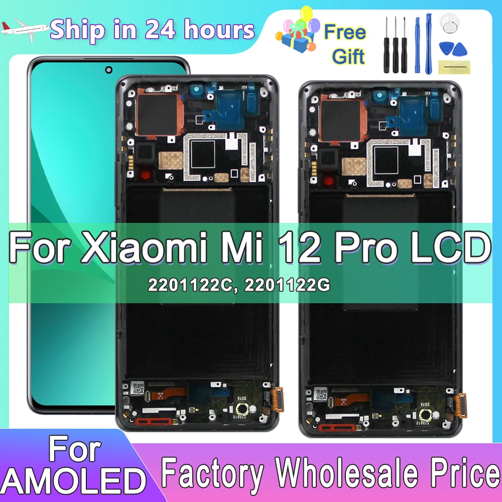 Mi 12 Pro Display Screen Replacement for Xiaomi 12 Pro 2201122C 2201122G Lcd Display Digital Touch Screen with Frame Part