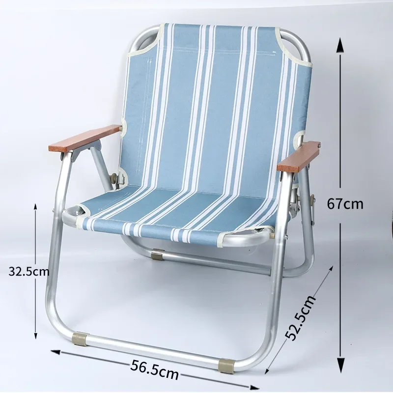 A13 Blue And White Striped Short Outdoor Accompanying Folding Portable Camping Outdoor Camping Beach Folding Chair
