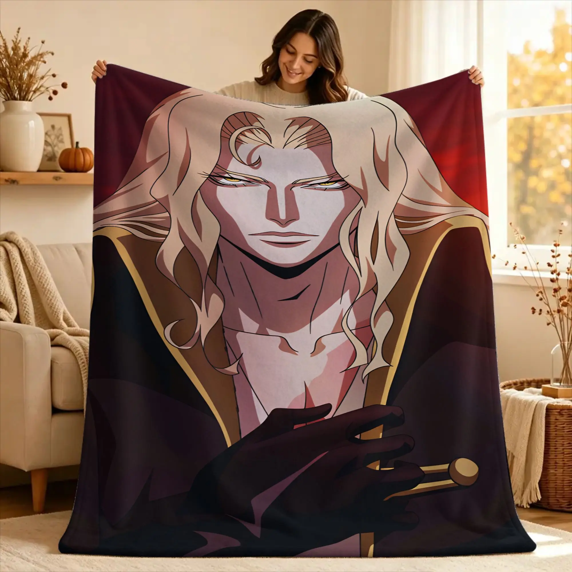 C-Castlevania Alucard Blankets  Soft Warm Aesthetic Plush Throw Blanket For Couch Bed Travel Flannel Bedspread Bed Cover