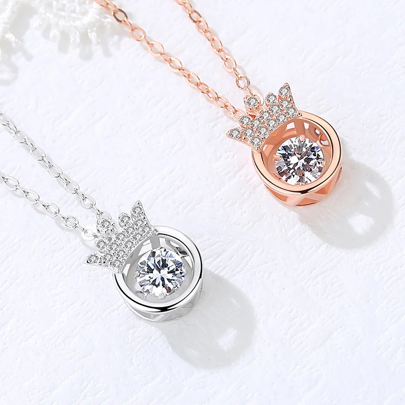 Bracelet Hand String S925 Sterling Silver Smart Pendulum Crown Heart Beating Heart Pendant Same Chain Silver Jewelry Necklace