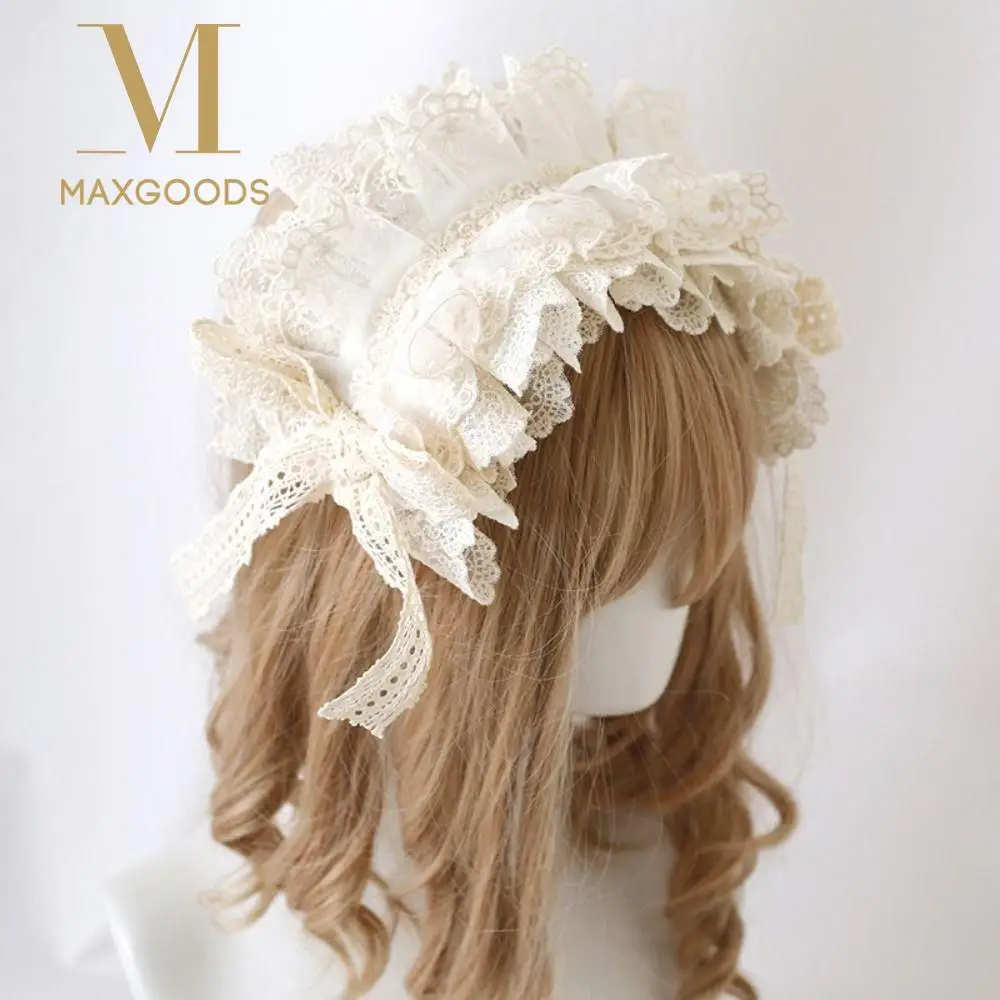 

Кружевной бант Повязка на голову в стиле Лолиты Сладкий бант Кружевная повязка на голову ручной работы с вышивкой Дизайн Косплей Головной убор Аниме Conventions