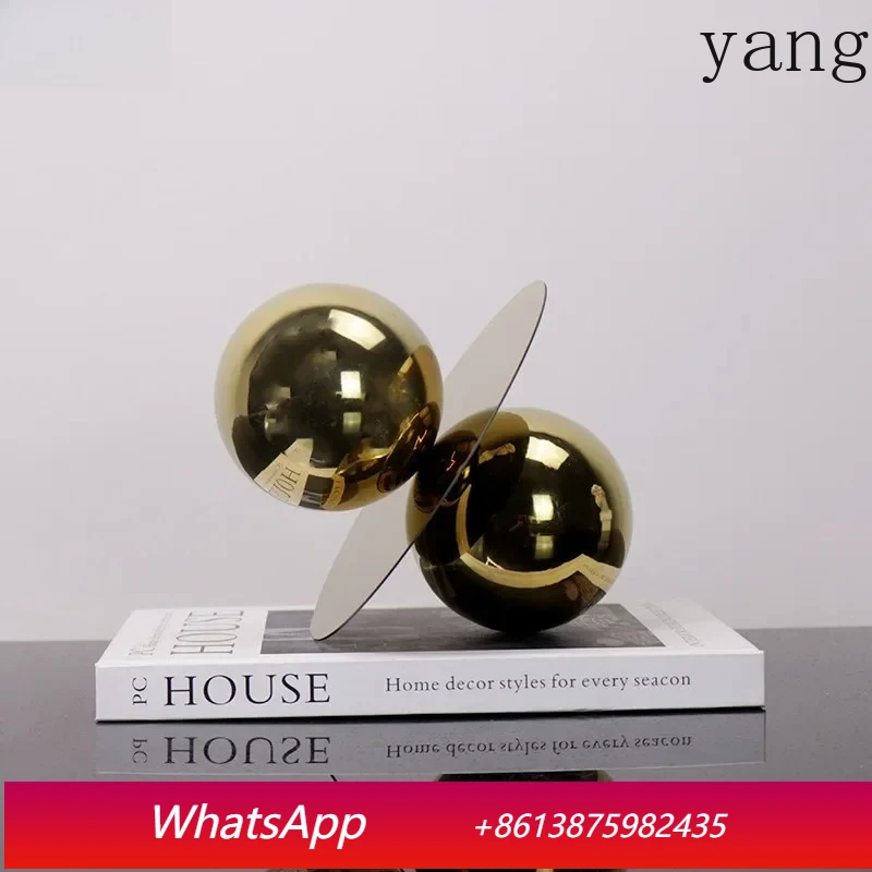 

Stainless steel gold ball abstract craft tabletop decoration spherical geometric artwork