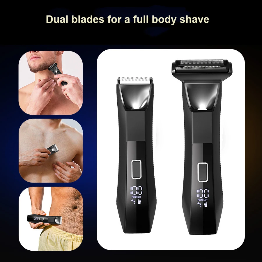 HOMEFISH 2 IN 1 Painless Electric Shaver IPX6 Waterproof Rechargeable Mens Body Groin Ball Trimmer Facial & Hair Shaving Machine
