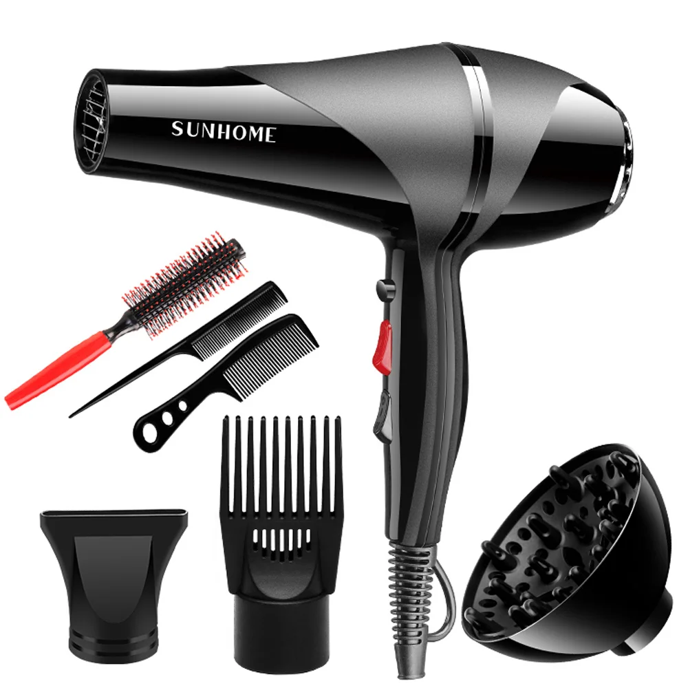 SUNHOME Professional 2300W Ionic Ceramic Hair Dryer ,2 Speed and 3 Heat SettingsFast Drying Salon Quality Blow Dryer (Black)